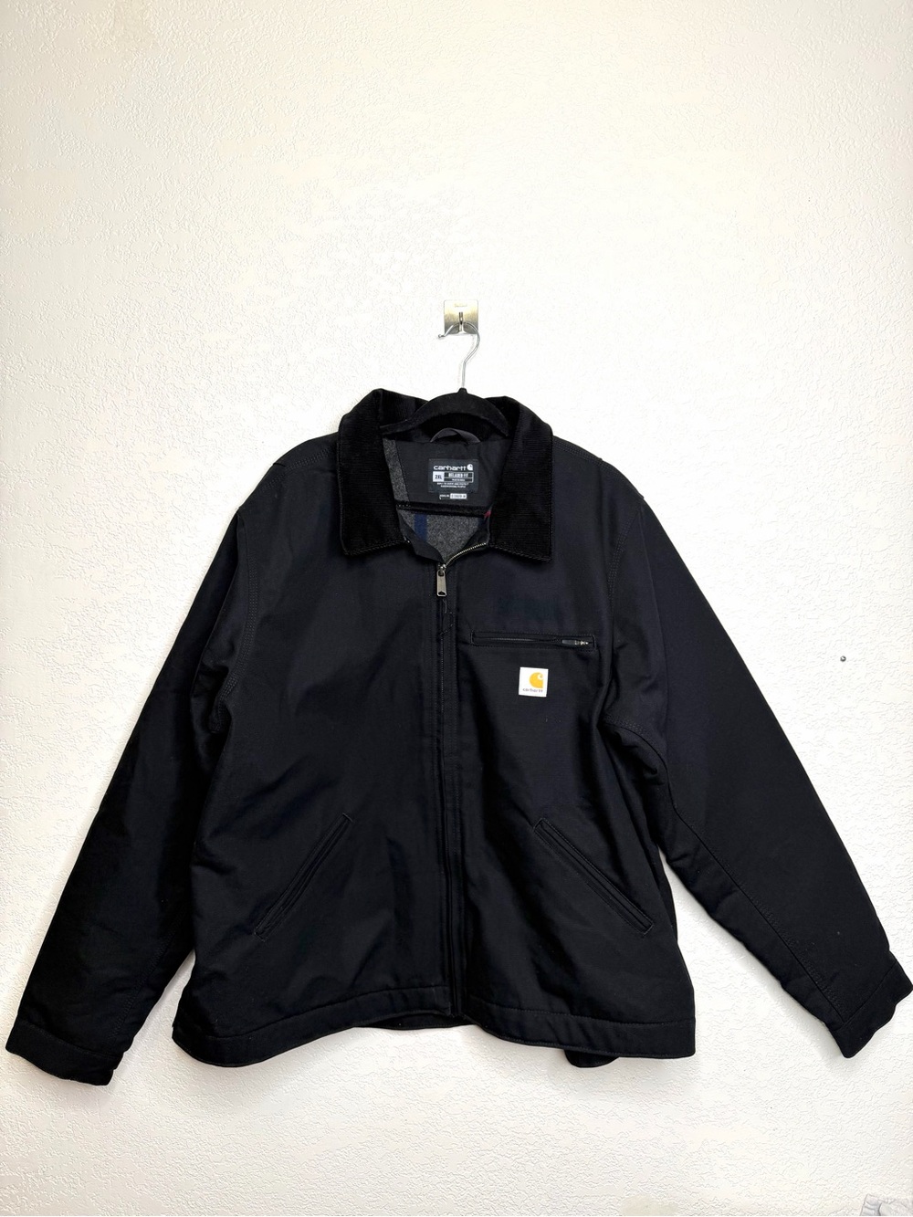 Carhartt Detroit Jacket Mens XXL Black Relaxed Fit Blanket Lined Duck OJ3828-M